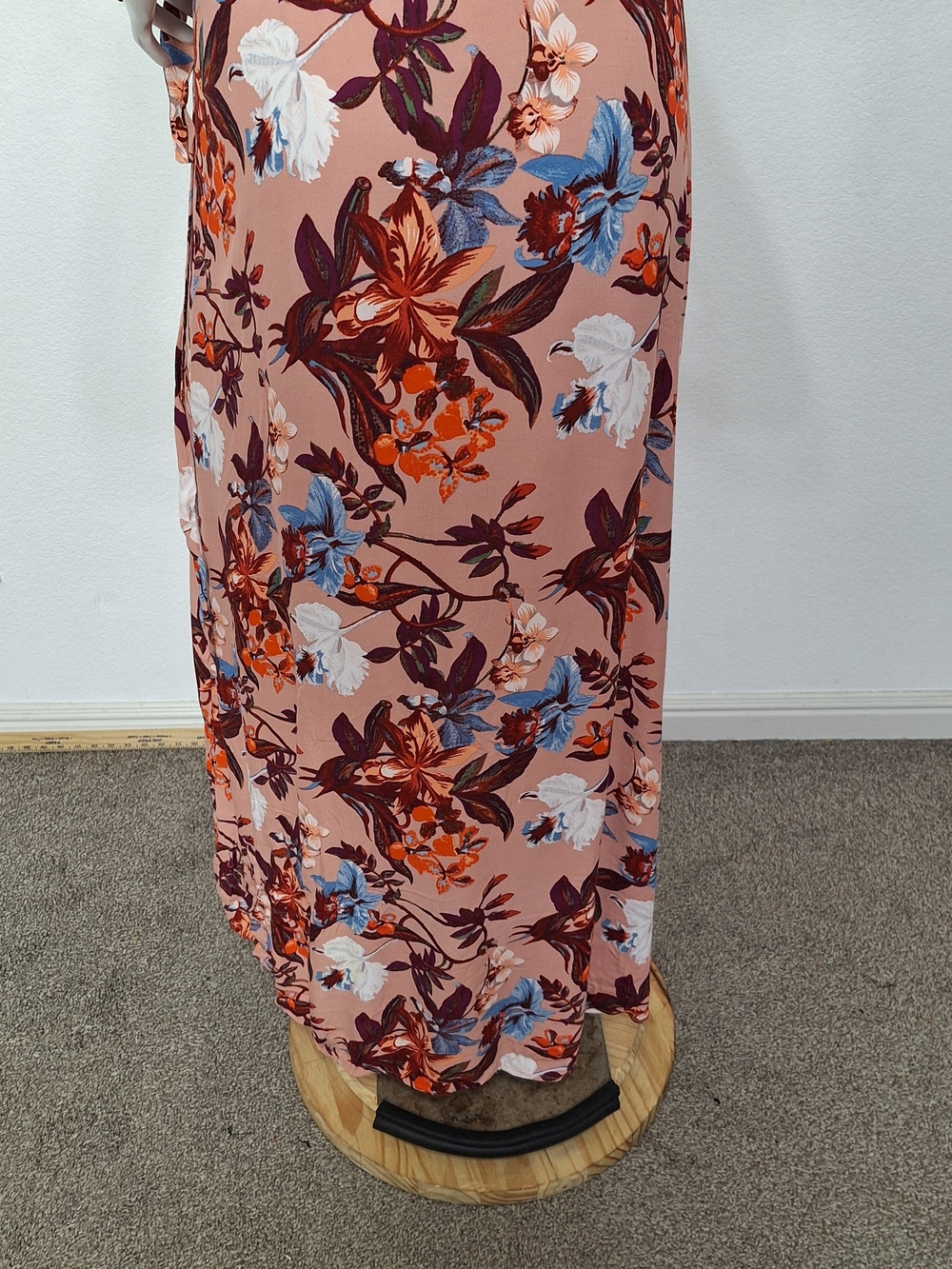& Other Stories Pink Multi Floral Asymmetric Hem Romantic Maxi Wrap Dress Size 8 - Picture 7 of 13